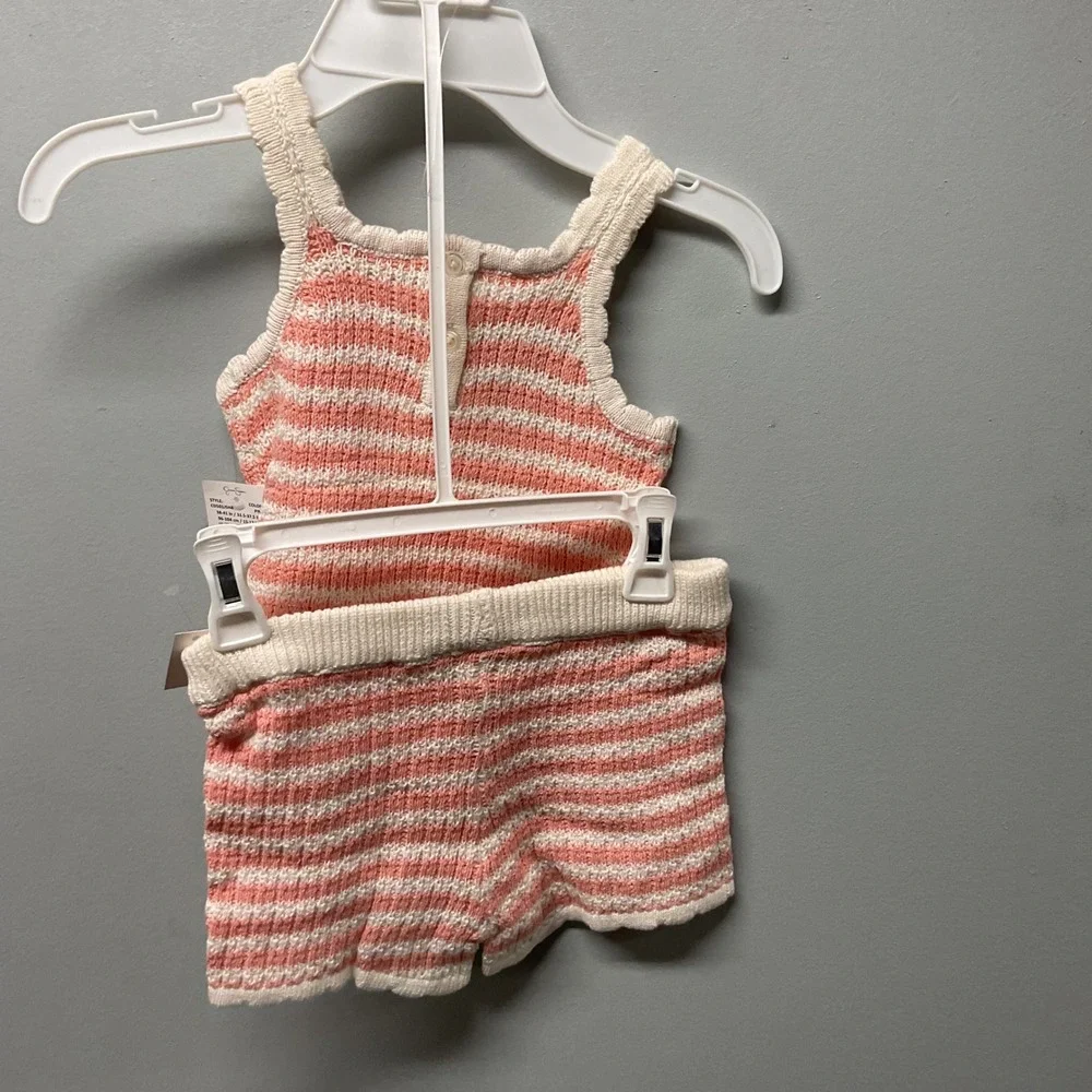 NwT Jessica Simpson Girls Pink White Striped Knit‎ Tank Top Shorts Set Size 4